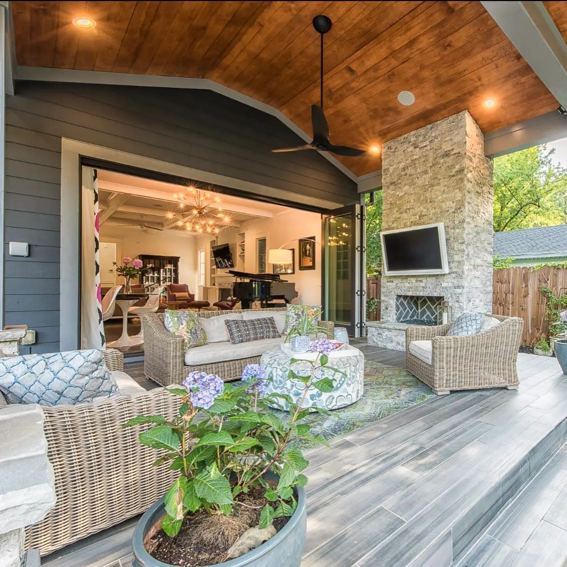Covered outdoor room in Charlotte, NC built by Aqua Pools & Outdoor Living